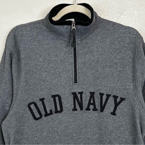 Old Navy Gray Fleece 1/4 Zip Embroidered Logo Men’s Sweatshirt, Sz Medium - Picture 3 of 12